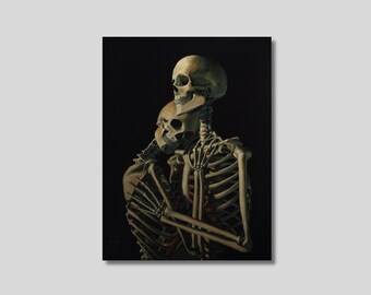 Skelett Paar Leinwand Gemälde Geschenk - Dunkel und Romantische Wand Kunst