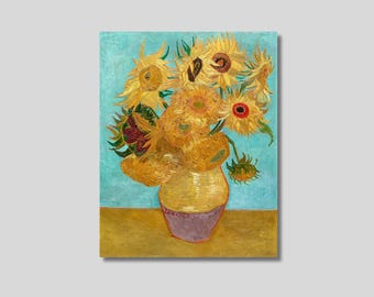 ゴッホの花瓶と12本のひまわり ヴィンテージ展アートプリント | ゴッホ