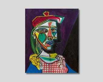 パブロ・ピカソ、ベレー帽をかぶった女性の肖像、リネンキャンバスの