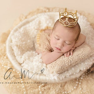 Baby Crown headband, gold crown, princess crown, rhinestone crown, infant crown headband, newborn crown headband, photo prop, infant tiara image 1