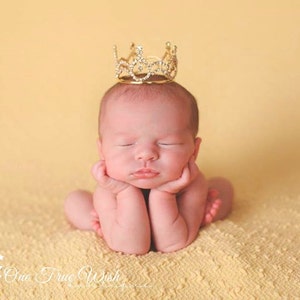 Baby Crown headband, gold crown, princess crown, rhinestone crown, infant crown headband, newborn crown headband, photo prop, infant tiara image 4