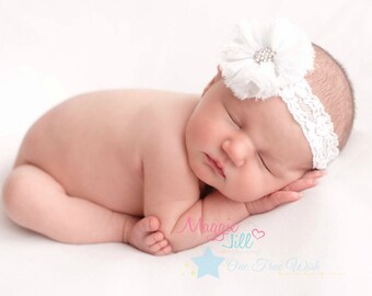 White infant headband, infant headband, newborn girl headband, infant girl headband, newborn headband, baby hair clip, baby girl hair clips