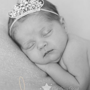 Gold Baby Tiara Crown, elastic headband, tiara baby, crown baby, gold tiara, gold crown, newborn tiara, princess tiara, baby tiara headband image 4