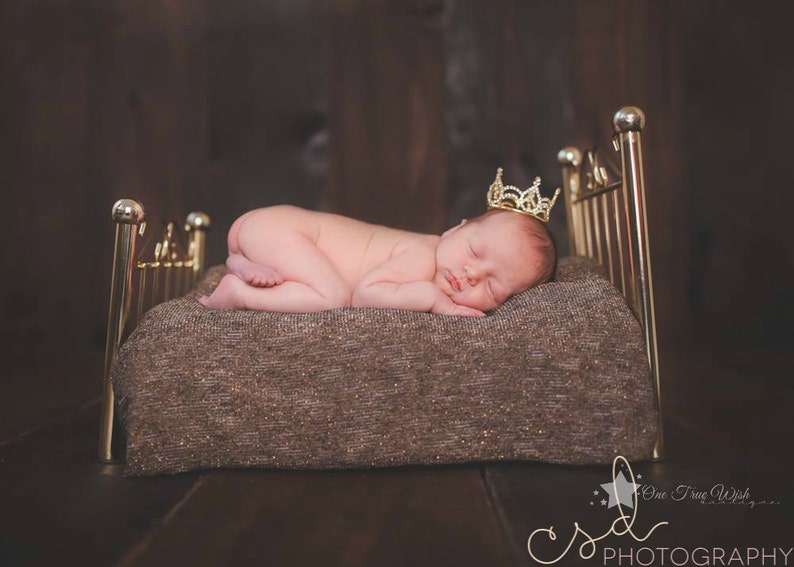 Baby Crown headband, gold crown, princess crown, rhinestone crown, infant crown headband, newborn crown headband, photo prop, infant tiara image 5