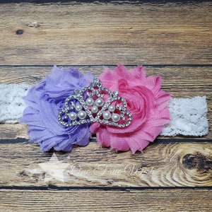 Spring headband, tiara headband, baby elastic headband, infant headband, baby headband, newborn headband, lace headband, baby girl headband