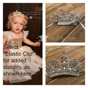 Gold Baby Tiara Crown, elastic headband, tiara baby, crown baby, gold tiara, gold crown, newborn tiara, princess tiara, baby tiara headband image 5