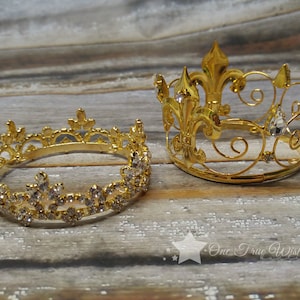 Prince and Princess, gold crown, princess crown, prince crown, first birthday crown, baby crown headband, baby tiara, infant tiara, tiara image 1