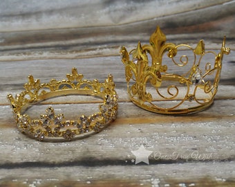 Prince and Princess, gold crown, princess crown, prince crown, first birthday crown, baby crown headband, baby tiara, infant tiara, tiara
