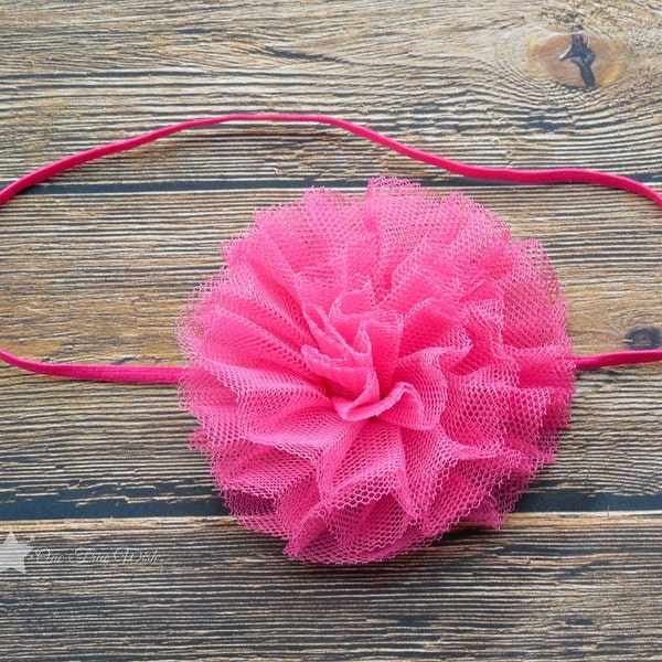 Hot pink tulle headband, baby headband, infant headband, newborn headband, baby girl headband, newborn girl headband, infant girl headband