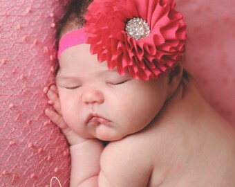 Dark Pink baby headband, fuschia headband, vintage, baby headband, infant headband, newborn headband, girl headband, hair clip, photo prop