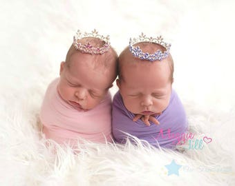 Infant crown, tiara headband, twin headbands, newborn crown, silver, baby tiara, princess tiara, baby crown, crown, first birthday crown