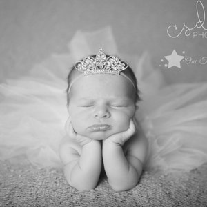 Gold Baby Tiara Crown, elastic headband, tiara baby, crown baby, gold tiara, gold crown, newborn tiara, princess tiara, baby tiara headband image 3