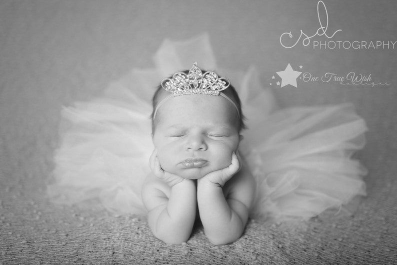 Gold Baby Tiara Crown, elastic headband, tiara baby, crown baby, gold tiara, gold crown, newborn tiara, princess tiara, baby tiara headband image 3