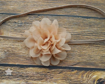 Tan headband, baby elastic headband, baby headband, infant headband, newborn headband, elastic headband, baby girl headband, hair clip