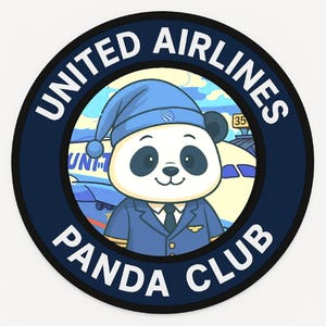 United Airlines Panda Club pilot aviation sticker 777 787 747
