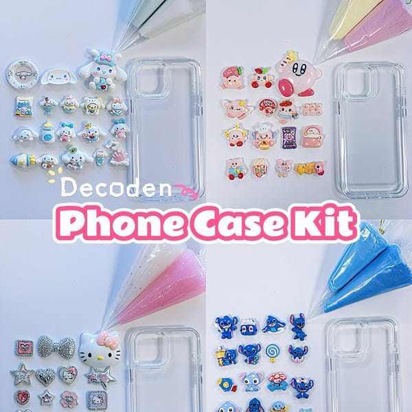 Kit de funda para teléfono Decoden: pegamento en crema y adornos de resina (hazlo tú mismo)