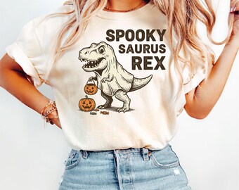 Spooky Saurus Rex SVG PNG Funny Halloween Dinosaur SVG T Rex in Costume Trick or Treat for Kids, Boys, and Dino Lovers Digital Download