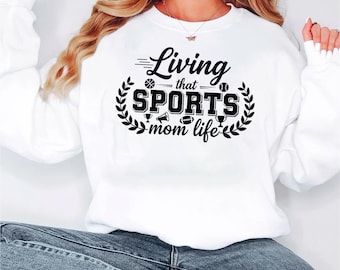 Living That Sports Mom Life SVG PNG Proud Sports Mom voetbal basketbal honkbal voetbal Cheer ontwerp digitale download