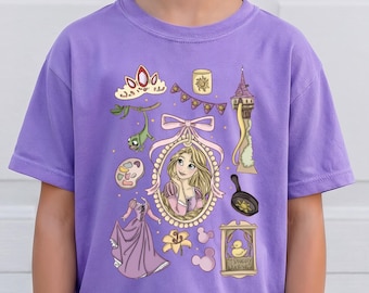 Retro Disney Tangled Rapunzel Floral Shirt,Kids Comfort Colors®, Disney Princess Rapunzel Shirt,Princess Tee,Magic Kingdom Shirt,Disney Trip