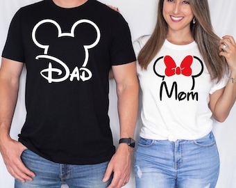 Custom Family Disney Shirts, Mom Disney Trip Tees, Dad Mickey and Minnie Mouse Ears Family Shirts, Personalized Names Disney Shirts Gifts