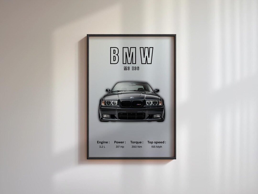 BMW M3 E36 Poster | Automotive Wall Art Print | Car Enthusiast Gift - Etsy