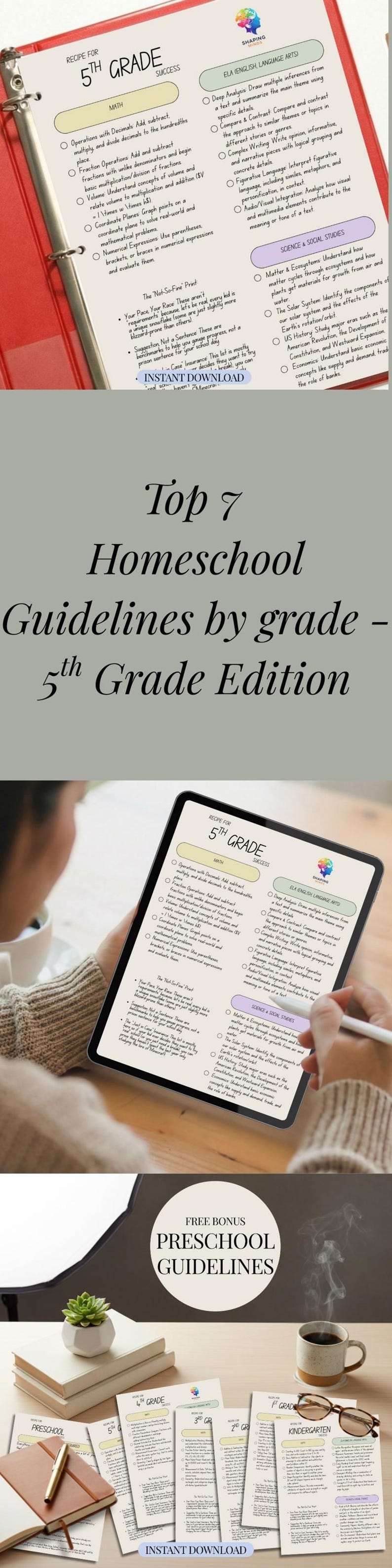 5th Step Checklist Homeschool Learning Objective Checklist Fifth Grade Mastery Guide ...