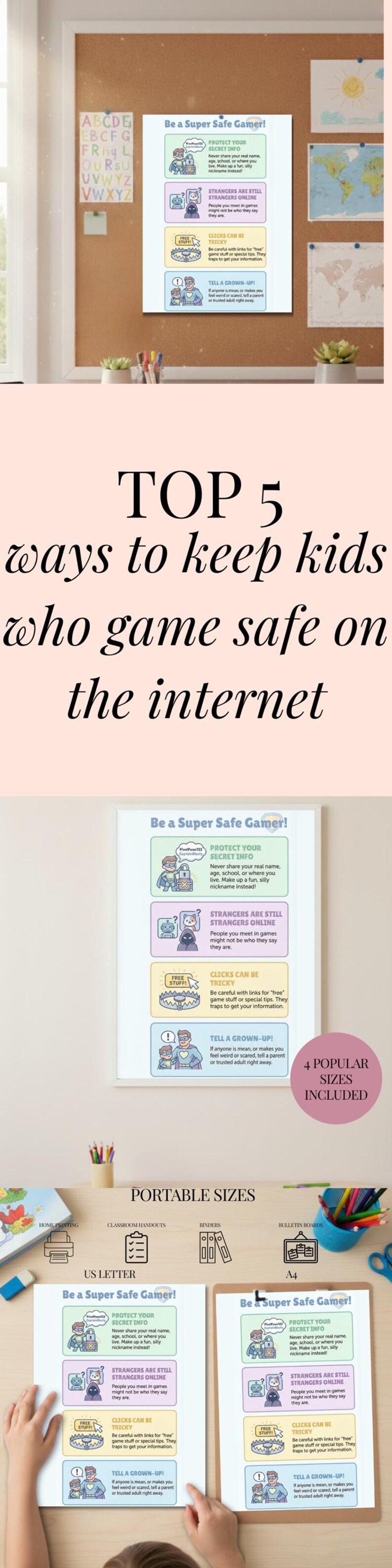 Gaming Safety Poster for Kids Online Safety Education Poster Superhero ...
