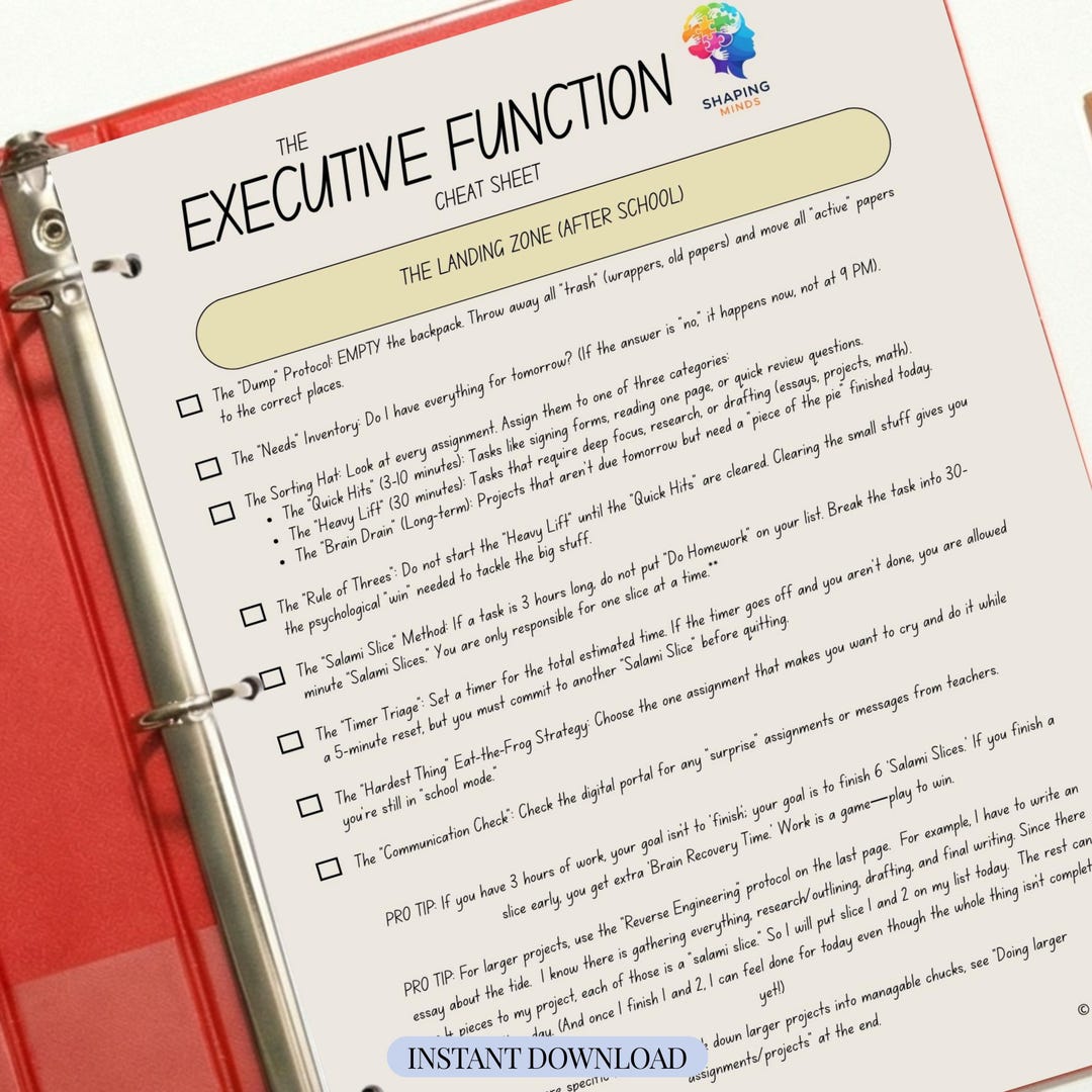 ADHD Executive Function Printable Teen Routine Task Chart Planner ...