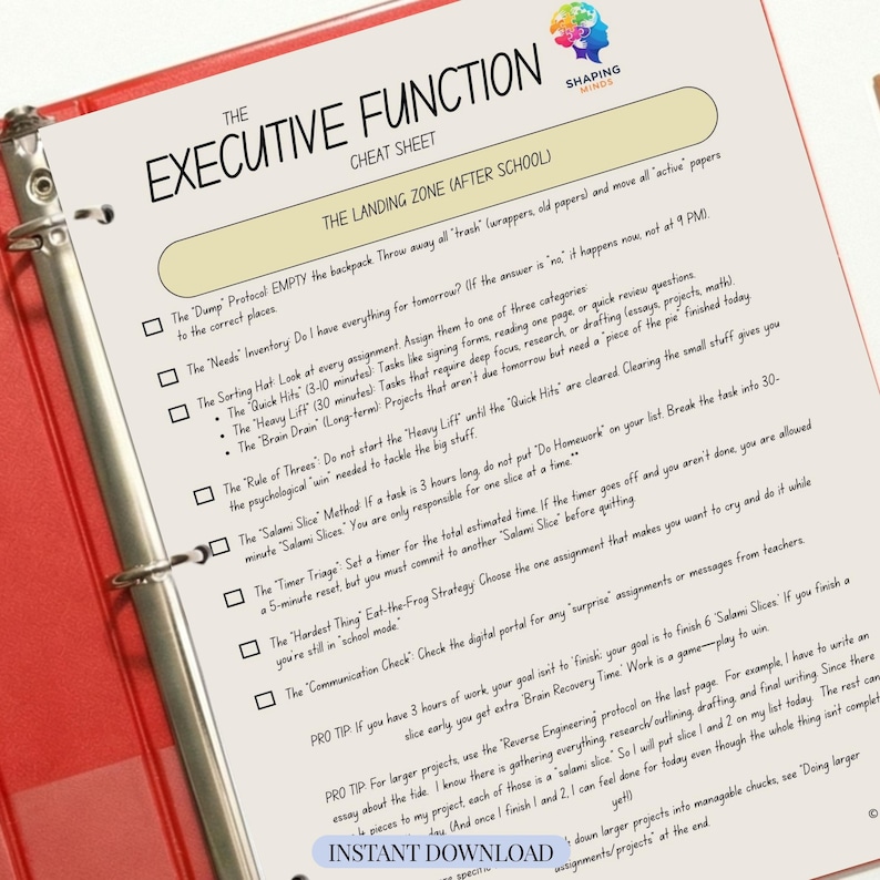 ADHD Executive Function Printable Teen Routine Task Chart Planner ...