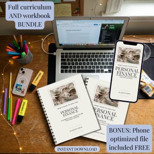 Personal finance bundle homeschool elective and workbook digital download teen finance elective transcript proof of work financial literacy