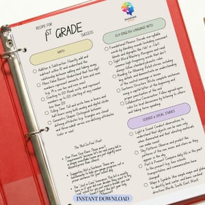 Homeschool learning objective checklist first grade mastery guide curriculum guide teacher resource digital download printable 1st grade