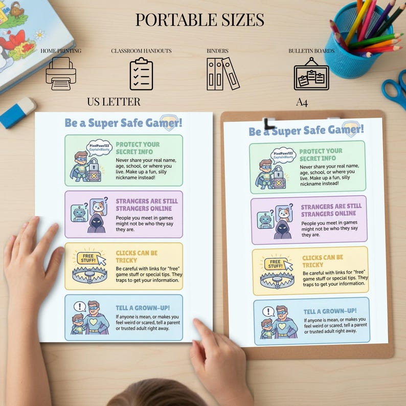 Gaming Safety Poster for Kids Online Safety Education Poster Superhero ...