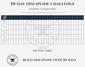 30-Day Discipline Challenge | Printable Habit & Productivity Tracker | A4 + US Letter PDF | Self Improvement Planner