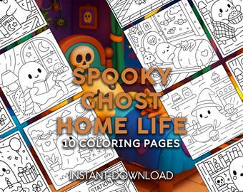 Kawaii Ghost Coloring Pages | Spooky Halloween Fun (PDF)