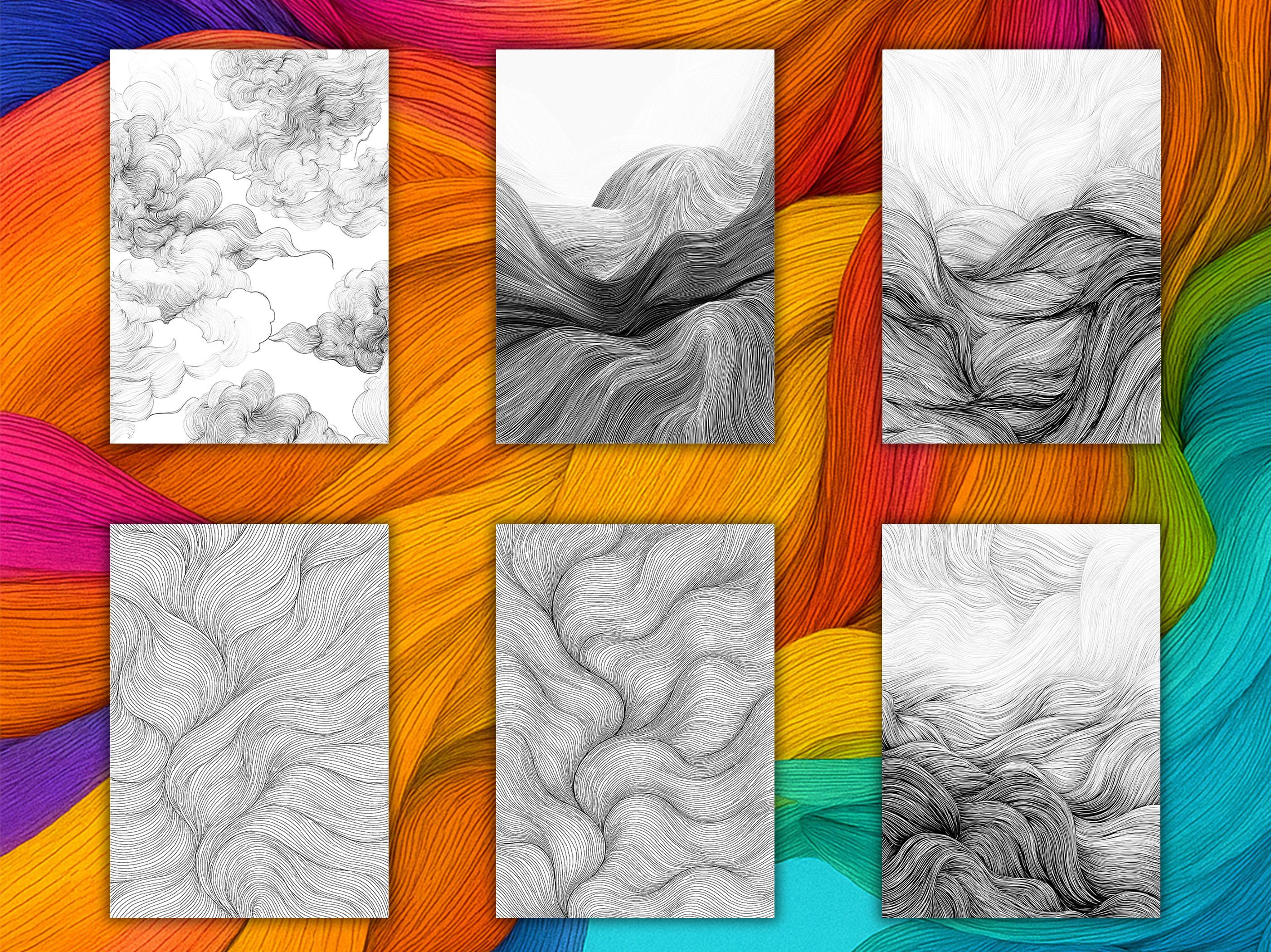 Mindflow Coloring Pages | Abstract Line Art & Minimalist Waves | 10 ...