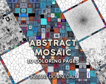 Abstract Mosaic Coloring Pages | Geometric & Tile Pattern Art | 10 Modern PDF Sheets