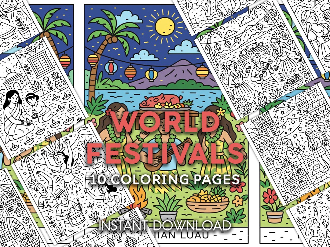World Festivals Coloring Pages | Cultural Celebrations & Global ...