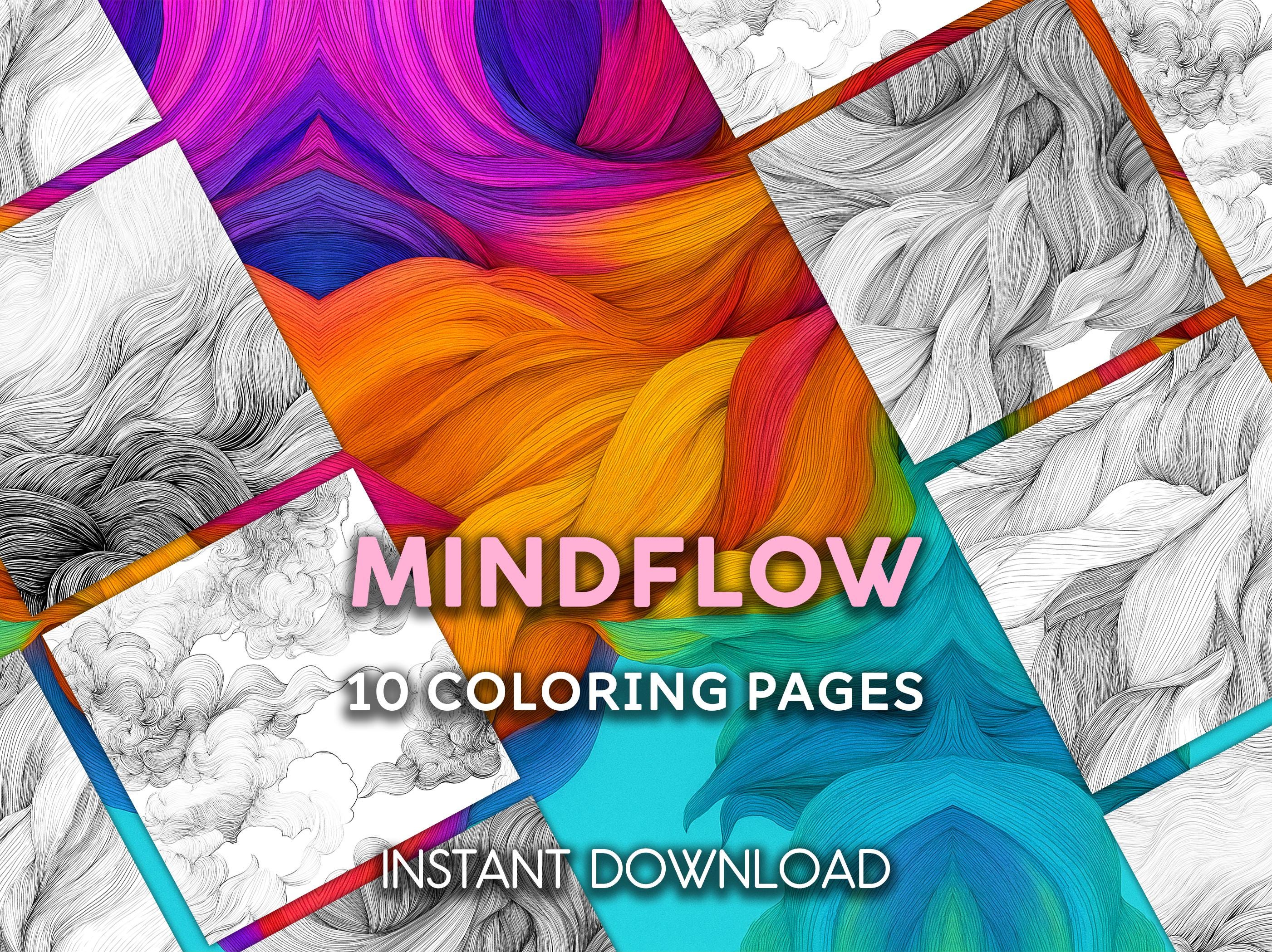 Mindflow Coloring Pages | Abstract Line Art & Minimalist Waves | 10 ...