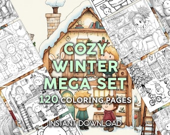 Mega Conjunto de Páginas para Colorir Aconchegantes de Inverno | 120 Desenhos de Natal e Natureza (PDF)