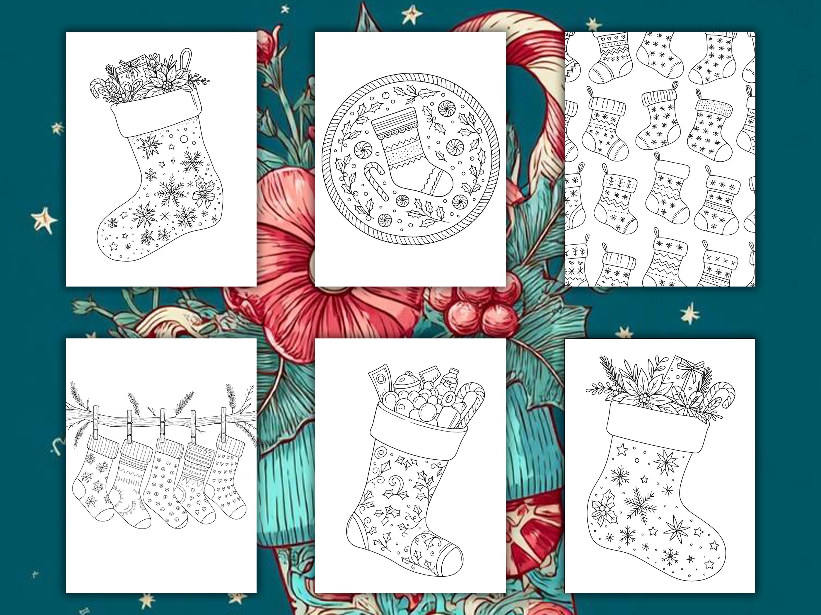 Christmas Stocking Coloring Pages for Kids | Holiday Winter PDF (20 ...