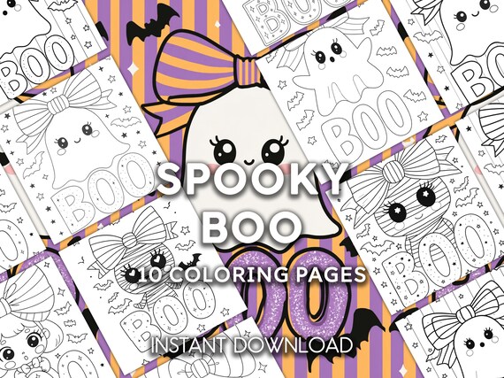 Kawaii Ghost Coloring Pages | Halloween Activity (PDF