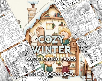 Livro de colorir Casa de Inverno | 60 desenhos de Natal e natureza (PDF)
