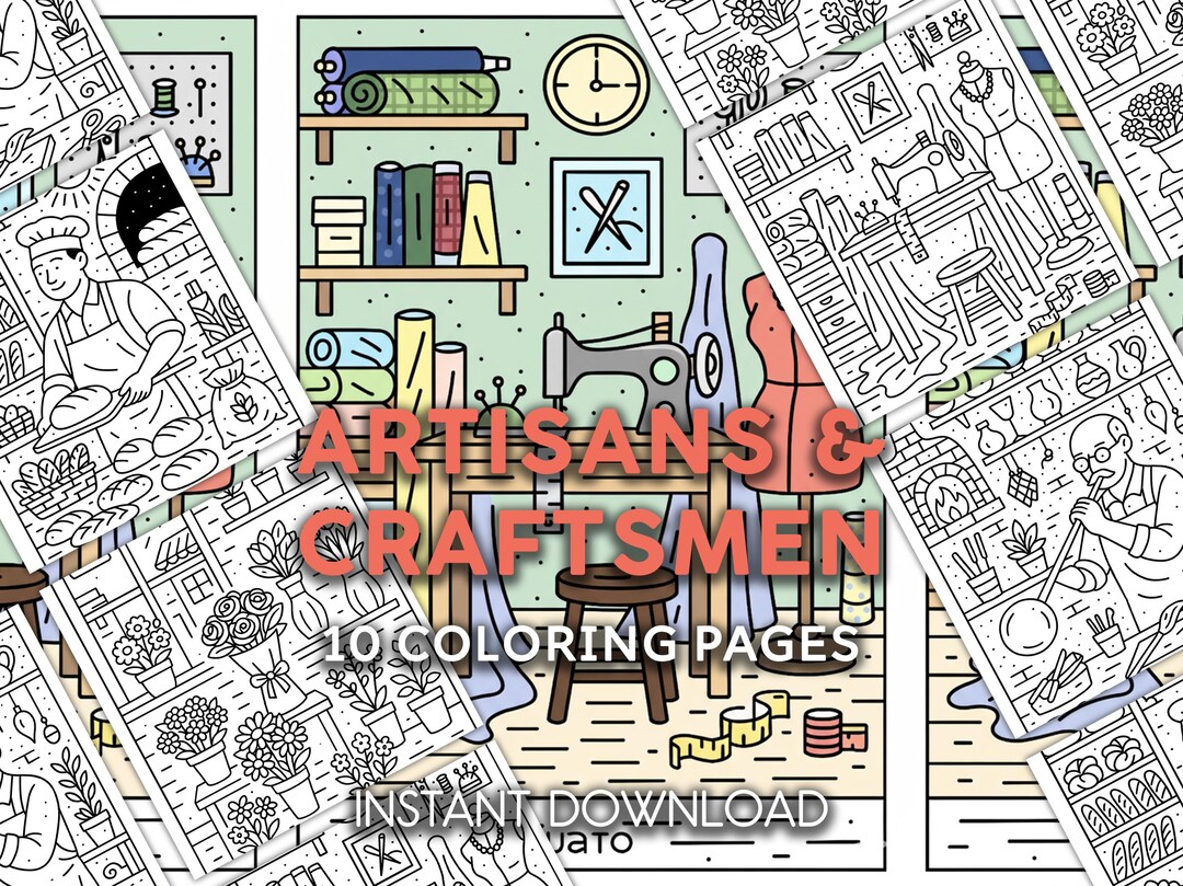 Artisans & Craftsmen Coloring Pages | Cozy Worksho, Handmade Studio ...