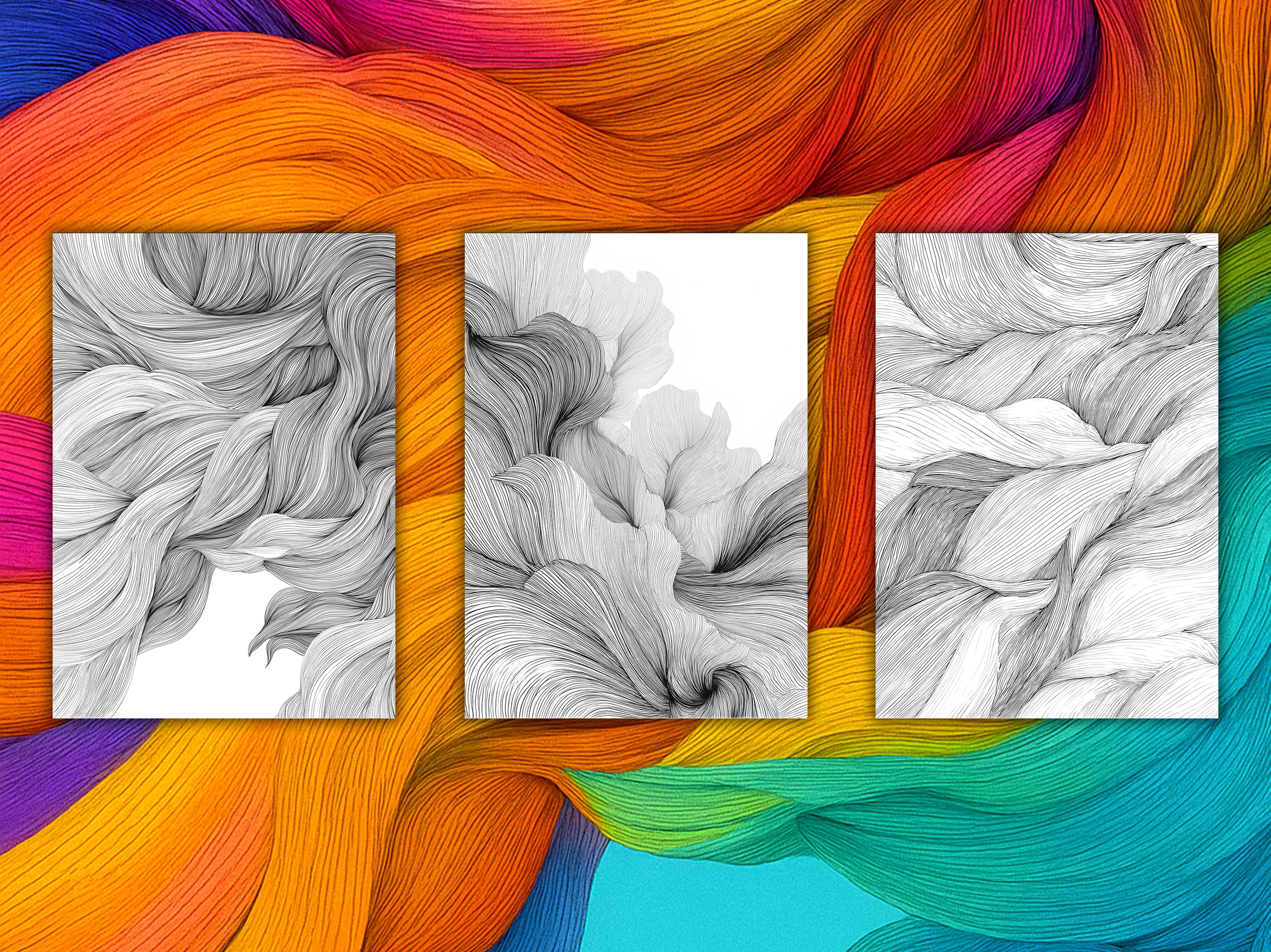Mindflow Coloring Pages | Abstract Line Art & Minimalist Waves | 10 ...