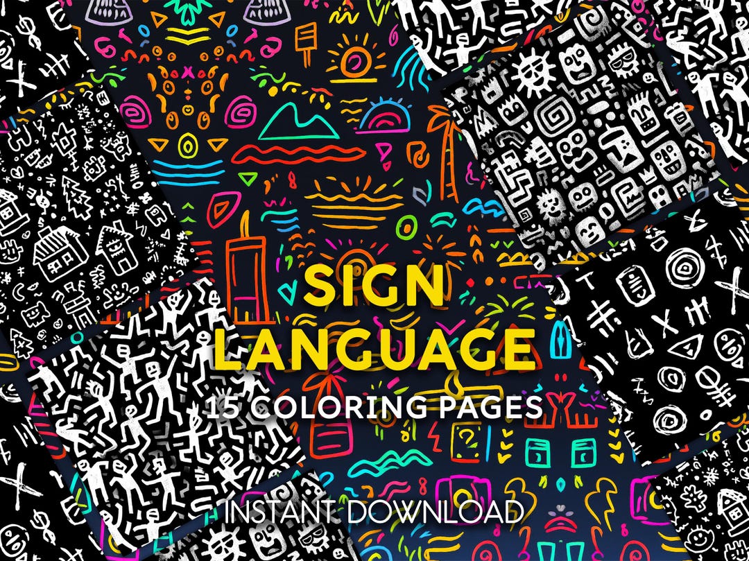 Design Paper Sign Language Sign Language Coloring Pages | Abstract Tribal & Line Art Designs ...