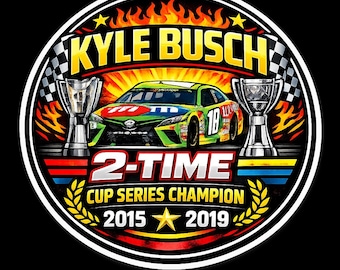 Kyle Busch 2-Time Cup Series Champion Vinyl Sticker Decal – NASCAR Racing Fan Memorabilia