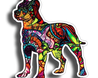 Colorful Pitbull Decal: Trippy Pattern Dog Sticker for Laptops, Cars, Coolers