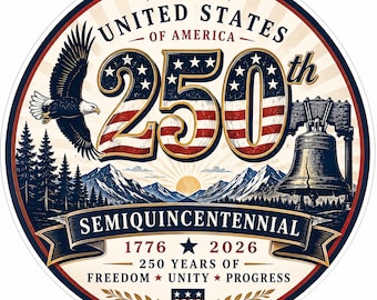 USA 250th Semiquincentennial Sticker Decal: Patriotic Eagle, Liberty Bell Vinyl (1776-2026)
