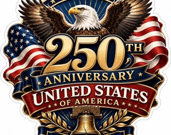 USA 250th Anniversary Sticker Decal: Eagle, Liberty Bell, 1776-2026 Patriotic Vinyl