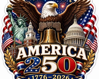 USA 250th Anniversary Sticker Decal, Patriotic Eagle America 250 Vinyl for Laptop Car Tumbler